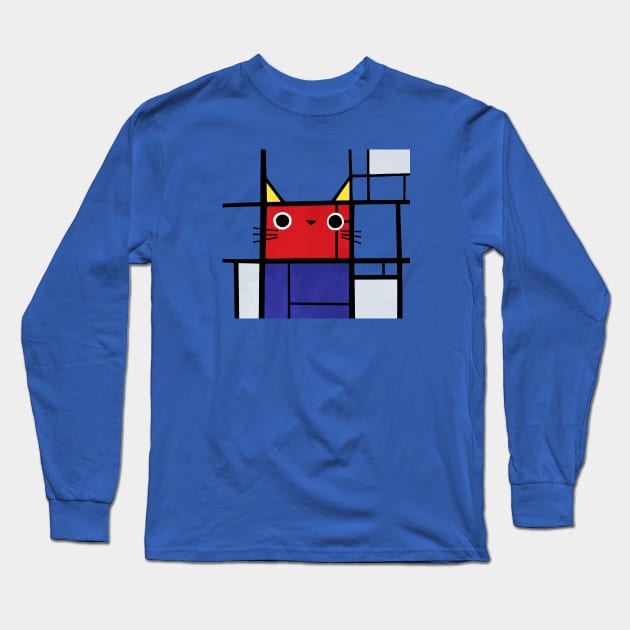 Mondrian cat Long Sleeve T-Shirt by Planet Cat Studio